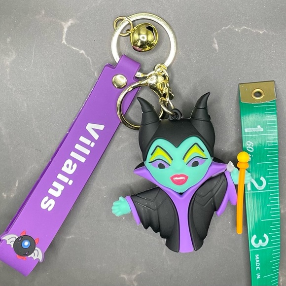 Maleficent Disney Keychain Bell Bag Charm with Wristlet - Picture 5 of 5